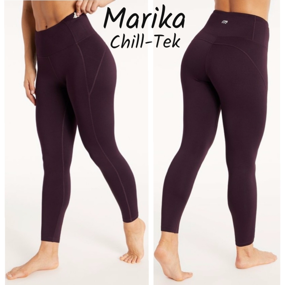 Marika Wild Plum Chill-Tek Soft Fleece Lined Active High Waist Active Leggings S